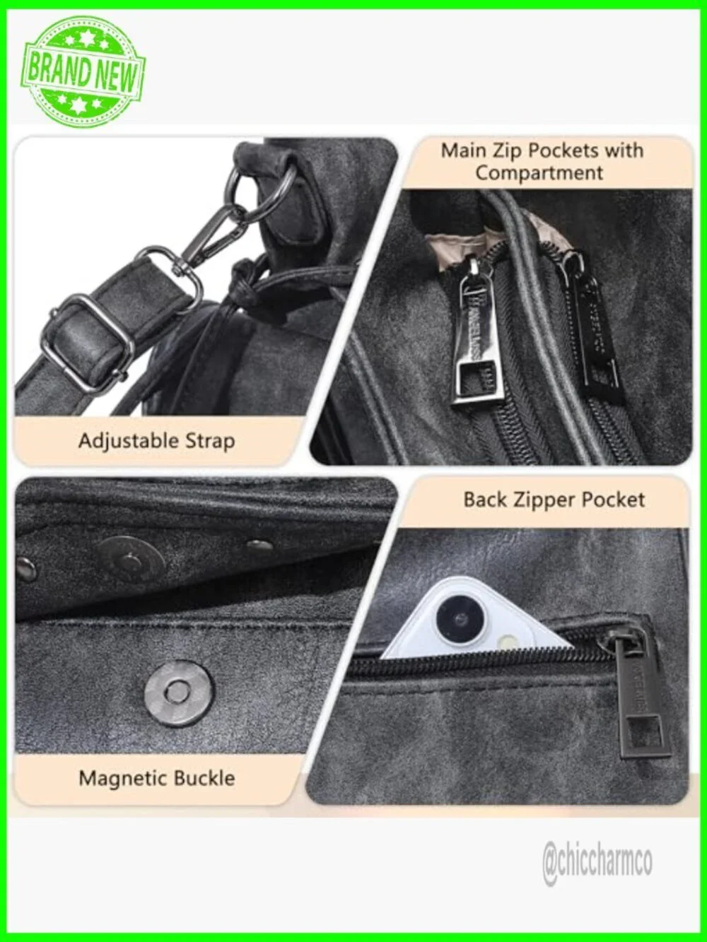Large Retro Vegan Leather Hobo Bag with Crossbody Strap, Multiple Pockets